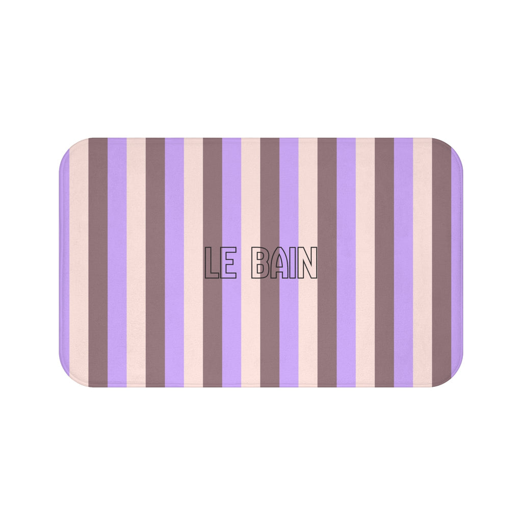 Le Bain Striped Bath Mat — Lavender & Taupe Modern Bathroom Rug