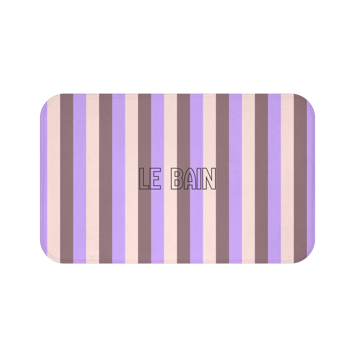 Le Bain Striped Bath Mat — Lavender & Taupe Modern Bathroom Rug