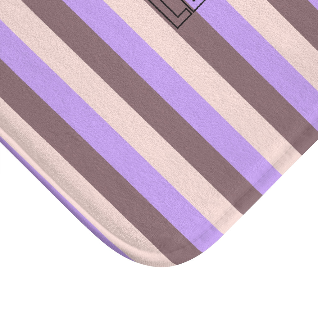 Le Bain Striped Bath Mat — Lavender & Taupe Modern Bathroom Rug
