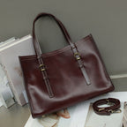 New Genuine Leather Women's Bag, Top-grain Cowhide Shopping Bag, Luxury Feel, Commuter Handbag, Single Shoulder And Crossbody Bag