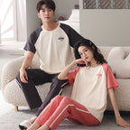 Couple Pajamas Men's Cotton Red Animal Year Trousers Short Sleeve Home Clothes Set