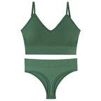Women Seamless Bra Top Fitness Swimwear Push Up Exercise Bikini For Women 2 Pieces Ribbed Seamless Yoga Bikini Sets Sports Bra And Underwear Set 2 Piece High Waist Summer Bikini