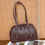 Top-grain Tree Gum Cowhide Bowling Bag, Large Capacity, Simple Design, Handheld, Single Shoulder, Crossbody, Commuter Underarm Women's Bag