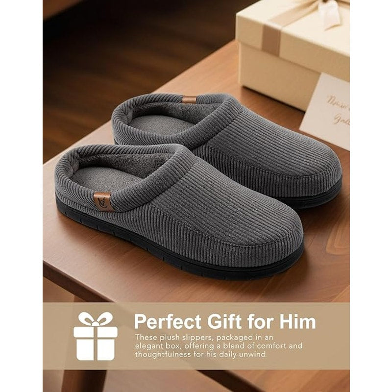 New VeraCosy Mens Size 9-10 Gray Slippers Moccasin Memory Foam House Shoes