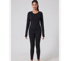 Autumn And Winter New Fleece-lined Thermal Underwear Set For Women