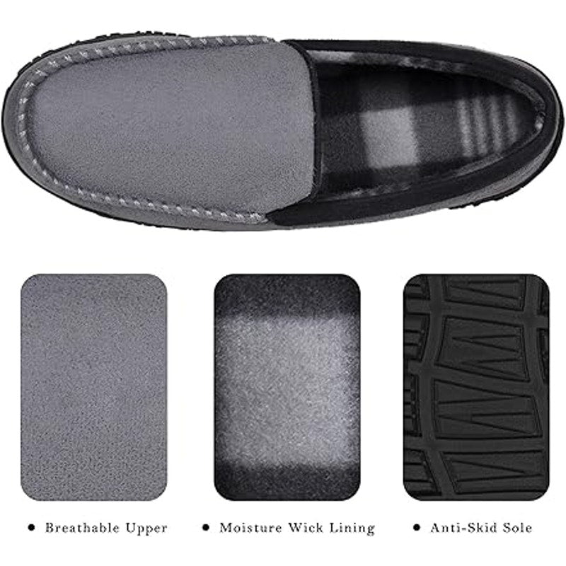 Mixin Mens Size 9.5 Gray Super Soft Slide On Moccasins Indoor Outdoor Slippers