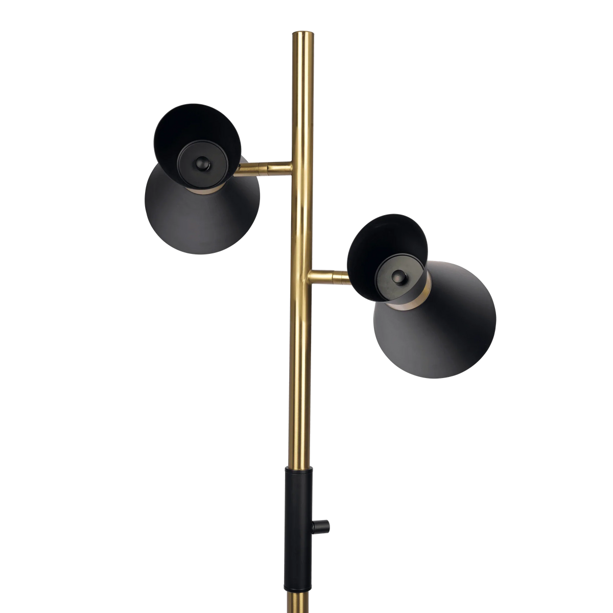 Double Spot Floor Lamp – Brushed Gold Finish, 4-Way Switch & Metal Base | Modern Reading & Accent Lighting
