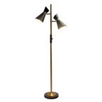 Double Spot Floor Lamp – Brushed Gold Finish, 4-Way Switch & Metal Base | Modern Reading & Accent Lighting