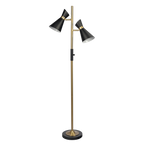 Double Spot Floor Lamp – Brushed Gold Finish, 4-Way Switch & Metal Base | Modern Reading & Accent Lighting