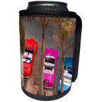3dRose Danita Delimont - Automobiles - Cuba, Havana. Overhead view of colorful classic cars. - Can Cooler Bottle Wrap (cc_257373)