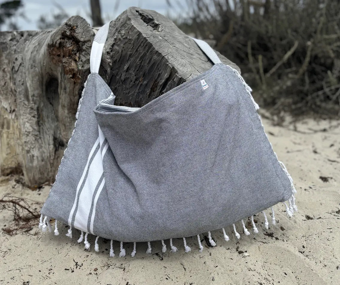 3 in 1 Turkish Cotton Beach Bag, Towel and Chair Cover (Solid Collection)