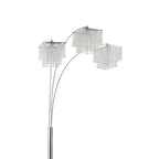 Arc Floor Lamp – Chrome Finish, Hanging Crystal Drop Shades | Modern Luxury Living Room Light