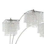 Arc Floor Lamp – Chrome Finish, Hanging Crystal Drop Shades | Modern Luxury Living Room Light