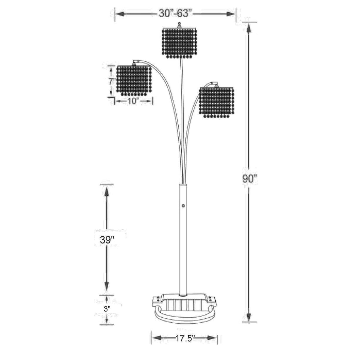 Arc Floor Lamp – Chrome Finish, Hanging Crystal Drop Shades | Modern Luxury Living Room Light