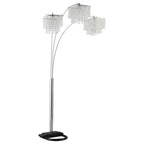 Arc Floor Lamp – Chrome Finish, Hanging Crystal Drop Shades | Modern Luxury Living Room Light