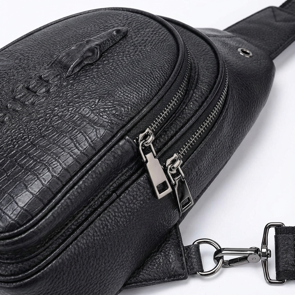 Men's Croc-Embossed Leather Sling Bag – Professional Utility Carry