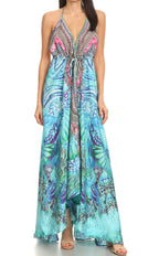 Sakkas Lizi Womens Maxi High-low Halter Handkerchief Long Dress Beach Party