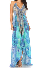 Sakkas Lizi Womens Maxi High-low Halter Handkerchief Long Dress Beach Party