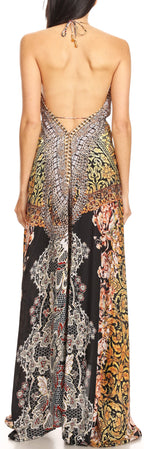 Sakkas Lizi Womens Maxi High-low Halter Handkerchief Long Dress Beach Party