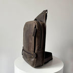 Crazy Horse Leather Large Sling Bag for Men