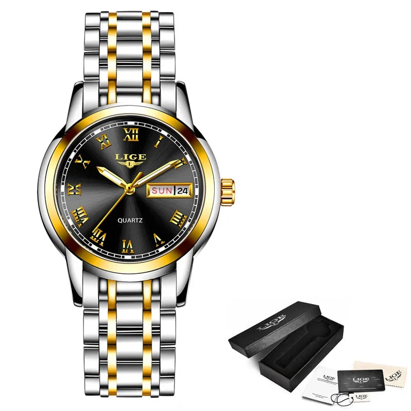 Women's Two Tone Stainless Steel Bracelet Watch Slim