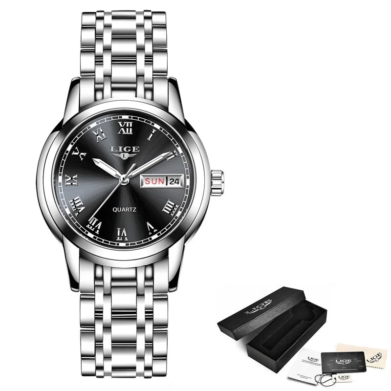Women's Two Tone Stainless Steel Bracelet Watch Slim