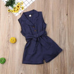 Luxury Elegant Summer Kids Girls Clothes Waistband Drawstring Romper Jumpsuit For Girls And Kids