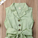 Luxury Elegant Summer Kids Girls Clothes Waistband Drawstring Romper Jumpsuit For Girls And Kids