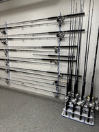 Made in the USA Fishing Rod Rack | 12 Pole Waterproof Wash-down | Dock, Garage, Boat, Storage