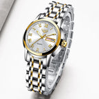 Women's Two Tone Stainless Steel Bracelet Watch Slim