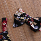 2PCS Newborn Toddler Baby Girls Clothes Flower Romper Sleeveless Jumpsuit Outfits Headband Clothes IWth Bow In Elegant Floral Design