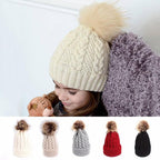 Winter Warm Baby Hat Fur Pompom Knitted Baby Hat Cap Infant Toddler Kids Hat Beanie In Modern Designer Style