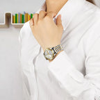 Women's Two Tone Stainless Steel Bracelet Watch Slim