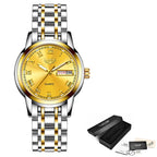 Women's Two Tone Stainless Steel Bracelet Watch Slim