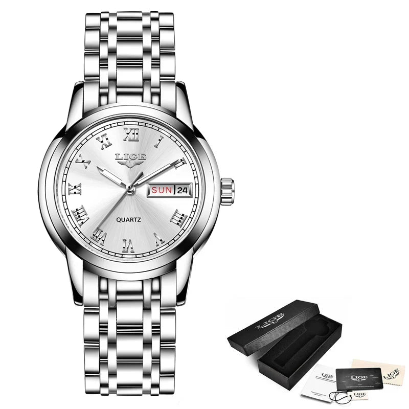Women's Two Tone Stainless Steel Bracelet Watch Slim