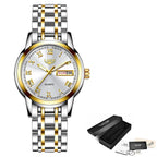 Women's Two Tone Stainless Steel Bracelet Watch Slim