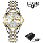 Women's Two Tone Stainless Steel Bracelet Watch Slim