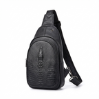 Men's Croc-Embossed Leather Sling Bag – Professional Utility Carry
