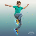 Kid’s Casual Shoes Boys Rechargeable Cartoon PU Leather Spring Fashion Flat Bottom Anti-slip Sneakers Yellow Size 25-36