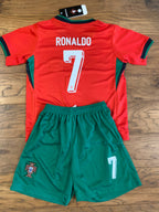 Ronaldo Portugal Home Kids Youth Soccer Jersey Kit 2 Piece Set