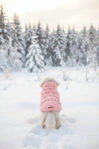 Pink Puffer Dog & Cat Jacket — Waterproof Windproof Snow Coat with Harness (XL -12-18lbs) - 14.2 in