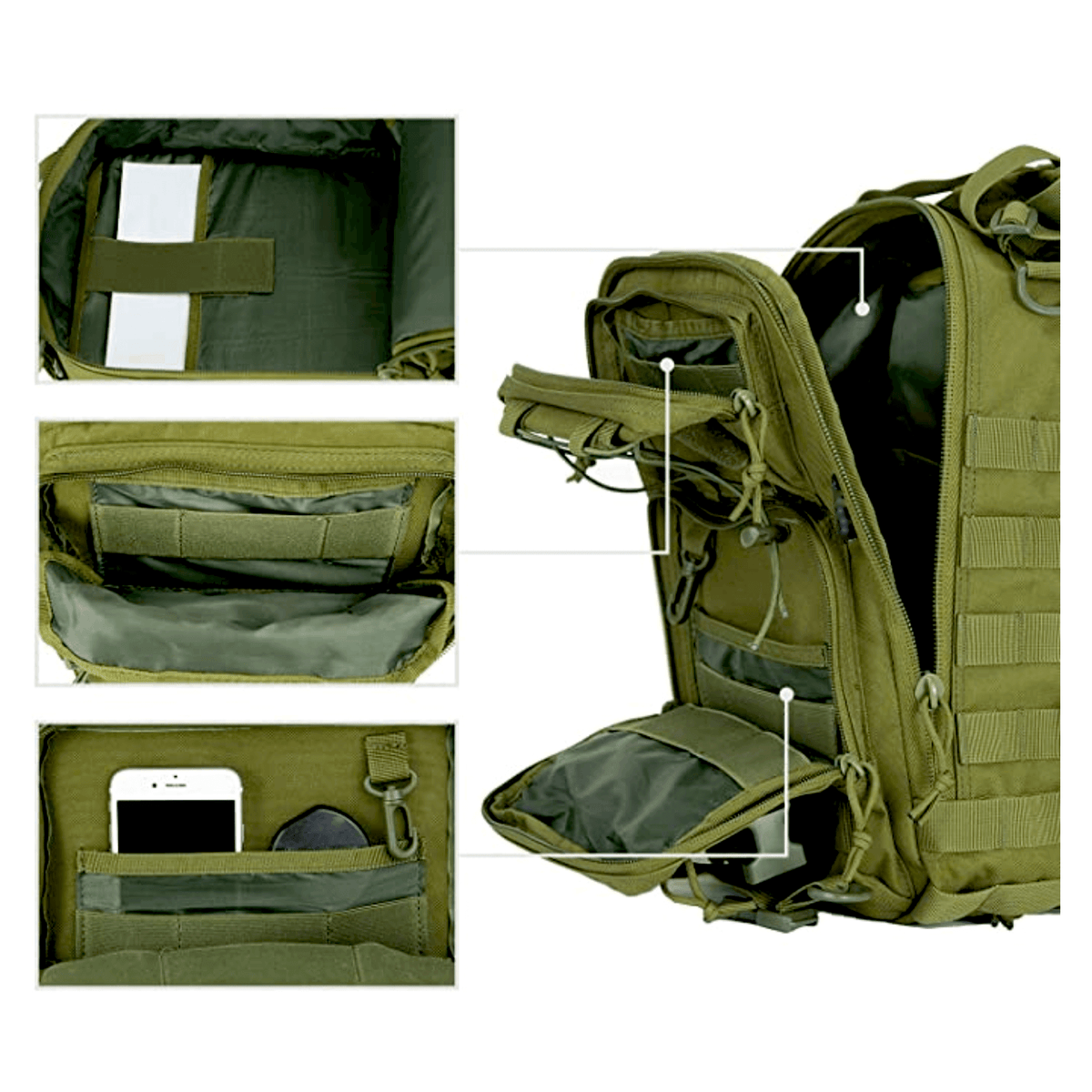JupiterGear Tactical Military Sling Backpack 15L Shoulder Bag Molle Outdoor Daypack Backpack with Adjustable Strap
