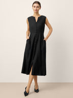 Linen-Lyocell V-Neck Sleeveless Midi Dress WILLOW