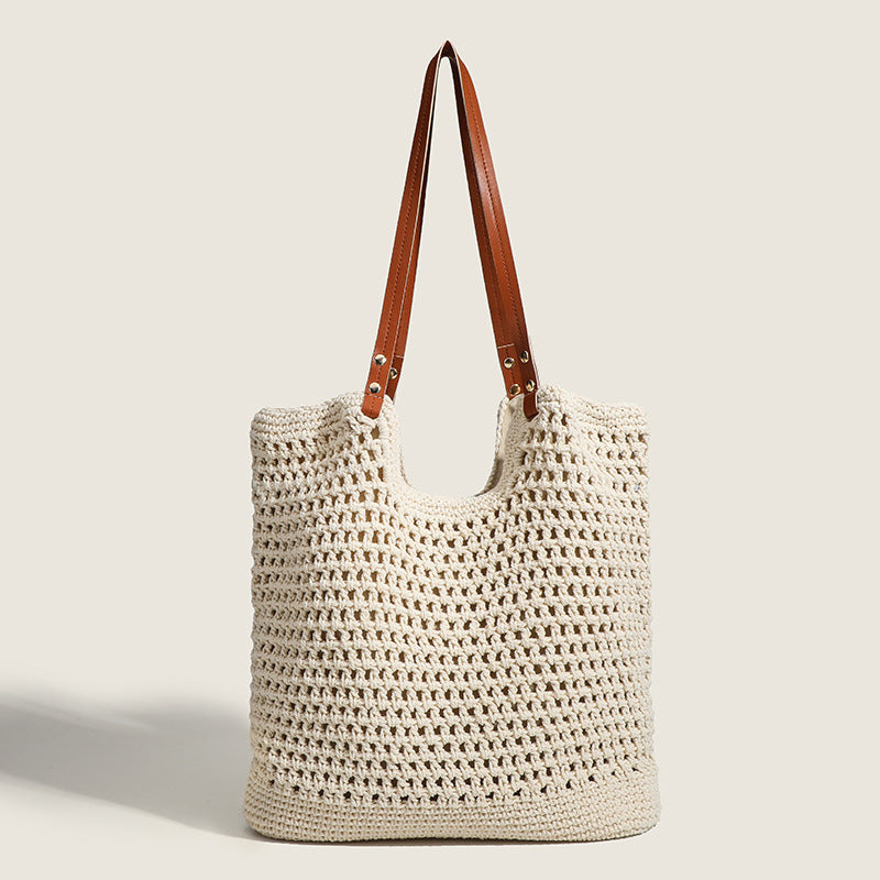 Hobo bag hand-woven, bag casual versatile slouchy bag, seaside vacation beach bag, large capacity shoulder bag