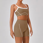 Nude Feel Tight Outdoor Sports Underwear Women Spaghetti Strap Contrast Color Suit Sling Yoga Clothes