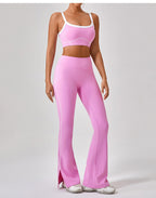 Nude Feel Tight Outdoor Sports Underwear Women Spaghetti Strap Contrast Color Suit Sling Yoga Clothes