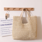Shoulder Straw Bag Simple Large Capacity Portable Straw Bag Woven Bag Seaside Vacation Beach Bag Women Bag