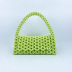 Pearl Bag Women Hand Woven Acrylic Beaded Bag Retro Fairy Small Handbag Triangle Wrist Bag