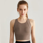 High-Strength Shockproof Nude Feel Sports Underwear Women Running Quick-Drying Fitness Yoga Wear Bra One-Piece Cup