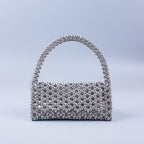 Pearl Bag Women Hand Woven Acrylic Beaded Bag Retro Fairy Small Handbag Triangle Wrist Bag
